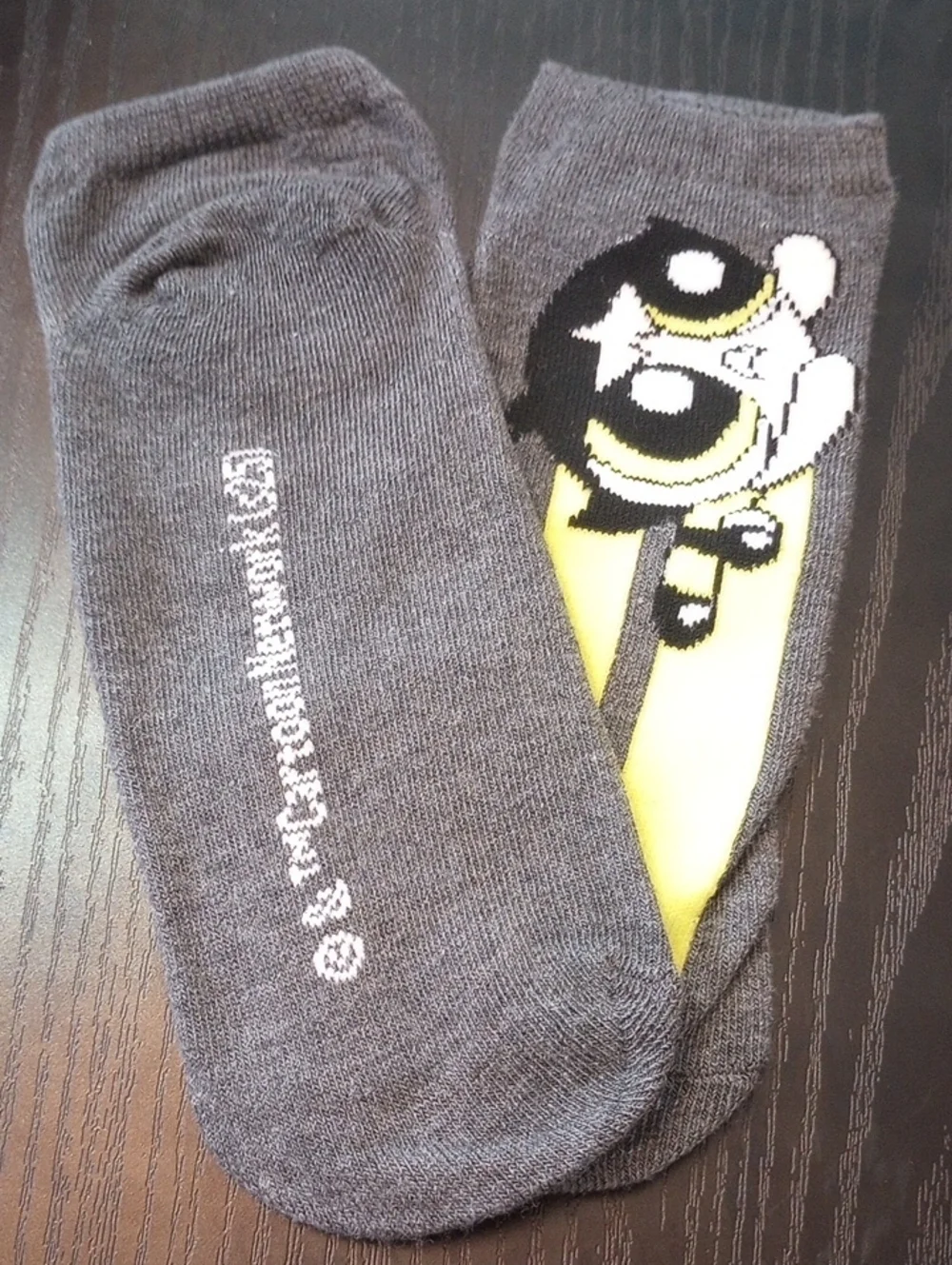 The Powerpuff Girls Buttercup Grey & Green Cartoon Ankle Socks Women Size 4-10